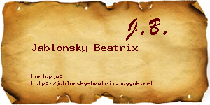 Jablonsky Beatrix névjegykártya